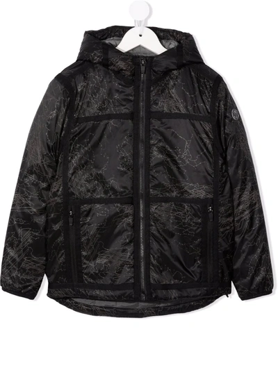 North Sails Kids' Padded Hooded Jacket In Black