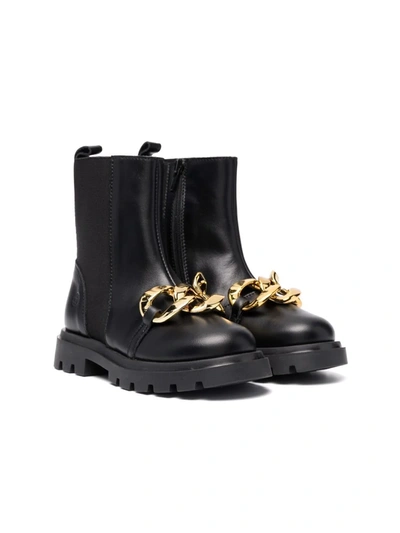 Florens Kids' Chain Detail Ankle Boots In Black