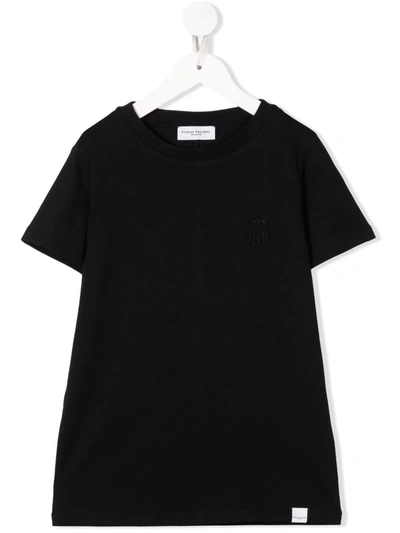 Paolo Pecora Kids' Round-neck Cotton T-shirt In Black