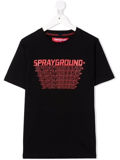 Sprayground Kid Kids' Logo-print Cotton T-shirt In Black