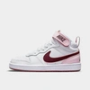 Nike Girls' Big Kids' Court Borough Mid 2 Casual Shoes In White/dark Beetroot/pink Foam