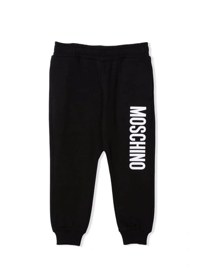 Moschino Kids' Black Cotton Trackpants In Nero