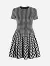 VALENTINO KNITTED DRESS WITH ALL-OVER OPTICAL VALENTINO MOTIF,WB0KDB05 6RP0AN