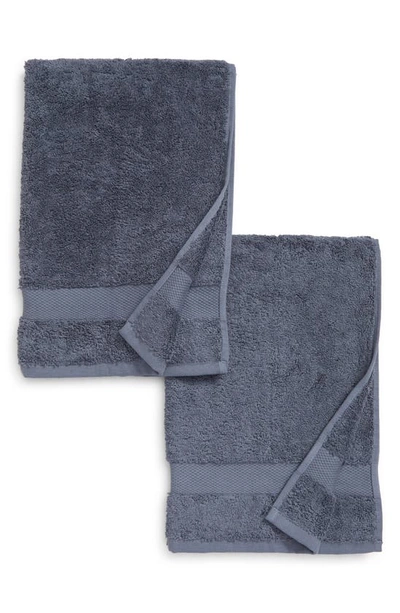 Boll & Branch Plush Set Of 2 Organic Cotton Hand Towels In Mineral