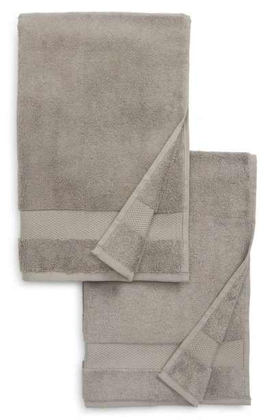 Boll & Branch Plush Set Of 2 Organic Cotton Hand Towels In Stone