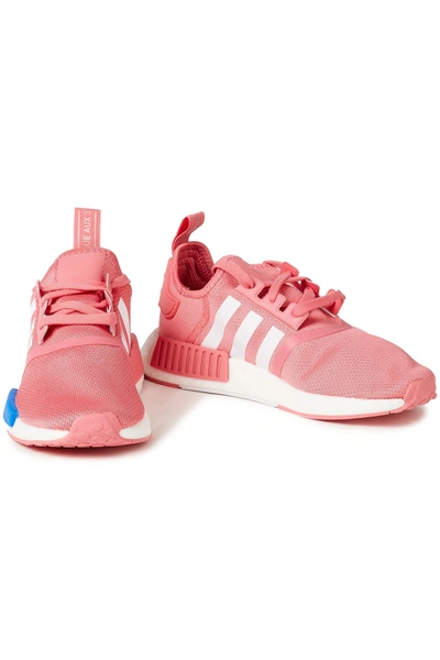 Adidas Originals Nmd R1 Core Striped Stretch-mesh Trainers In Pink