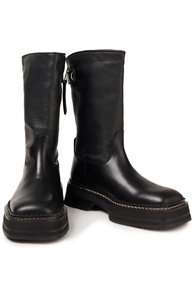 Eytys Smooth And Pebbled-leather Boots In Black