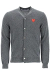 Comme Des Garçons Play Comme Des Garcons Play Wool Cardigan With Heart Patch In Grey