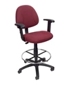 BOSS OFFICE PRODUCTS DRAFTING STOOL W/FOOTRING AND ADJUSTABLE ARMS