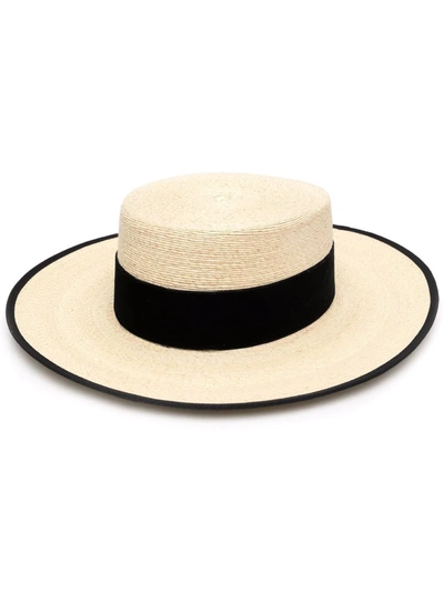 Eliurpi Black And Beige Cordobes Straw Hat In Neutrals