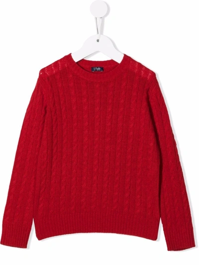 Il Gufo Teen Cable Knit Jumper In Red