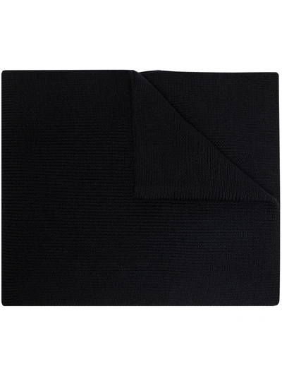 Moncler Rib-knit Logo Scarf In Black