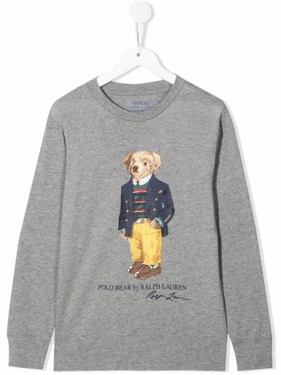 Ralph Lauren Kids' Teddy Print Sweatshirt In Grey