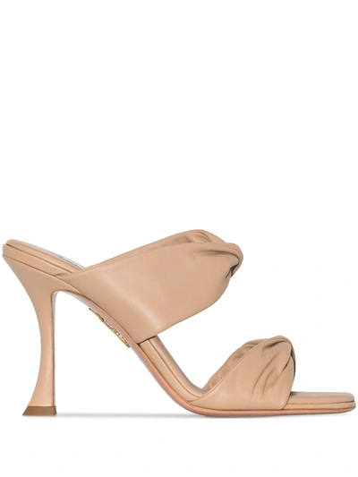 Aquazzura Twist 95 Sandals In Soft Leather In Brown