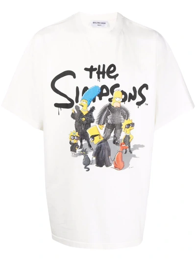 Balenciaga The Simpsons Oversized Printed Cotton-blend Jersey T-shirt In White