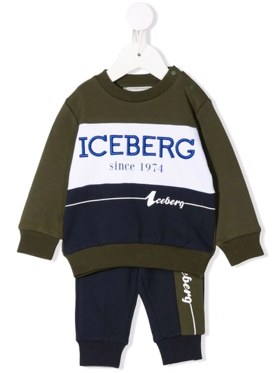 Iceberg Babies' Embroidered-logo Cotton Tracksuit In Green