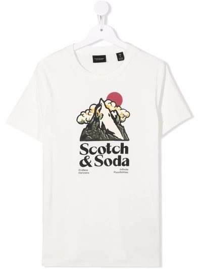 Scotch & Soda Teen Graphic-print T-shirt In White