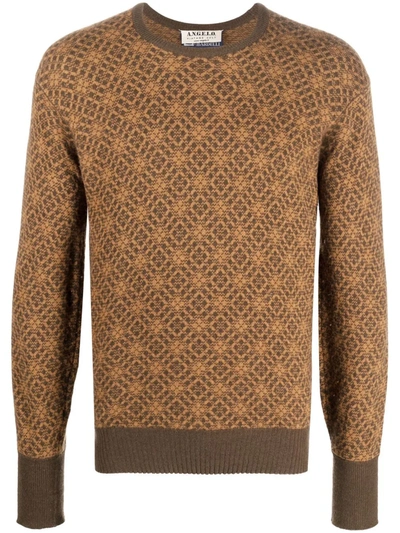 Pre-owned A.n.g.e.l.o. Vintage Cult 1970s Geometric Pattern Jumper In Brown