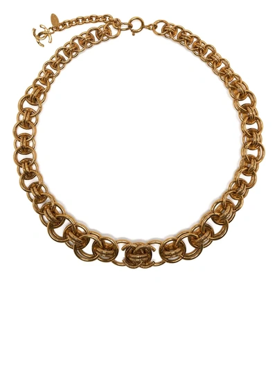 Pre-owned Chanel 1990s Cc Logo Chain Necklace In Gold
