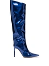 Alexandre Vauthier 105mm Iridescent Knee-length Boots In Blue
