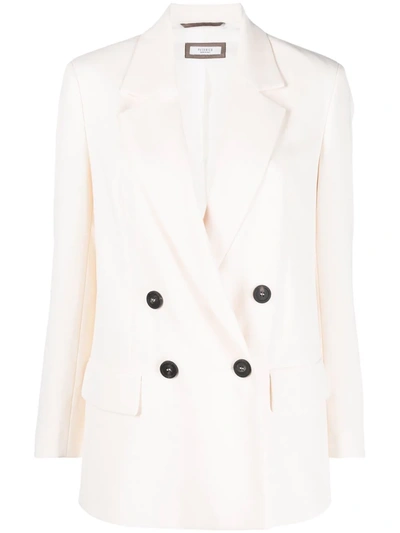 Peserico Double-breasted Blazer In Neutrals