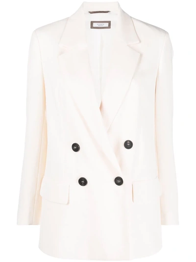 Peserico Double-breasted Blazer In White
