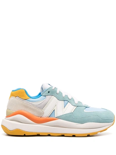 New Balance 57/40 Suede Sneakers In Sage Color Block-green In Pink/blue