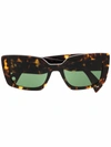 LANVIN GREEN-TINTED TORTOISESHELL-EFFECT SUNGLASSES