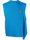 Ader Error Turquoise Wool Blend Oversize Vest In Blue