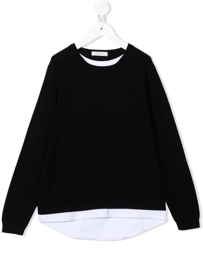 Paolo Pecora Kids' Two-tone Layered Sweatshirt In 黑色