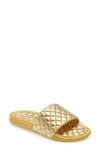 Apl Athletic Propulsion Labs Lusso Quilted Slide Sandal In Metallic Gold