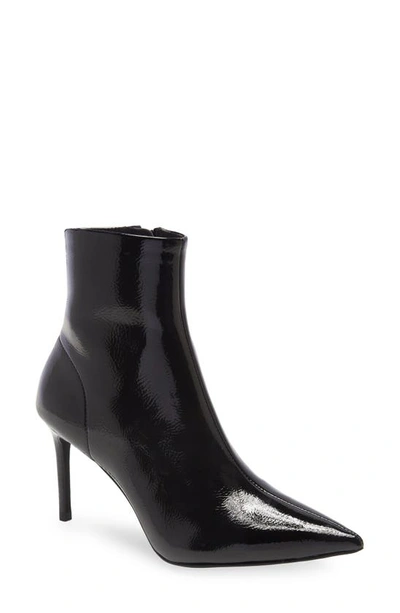 Jeffrey Campbell Nixie Pointed Toe Bootie In Black Crinkle Patent