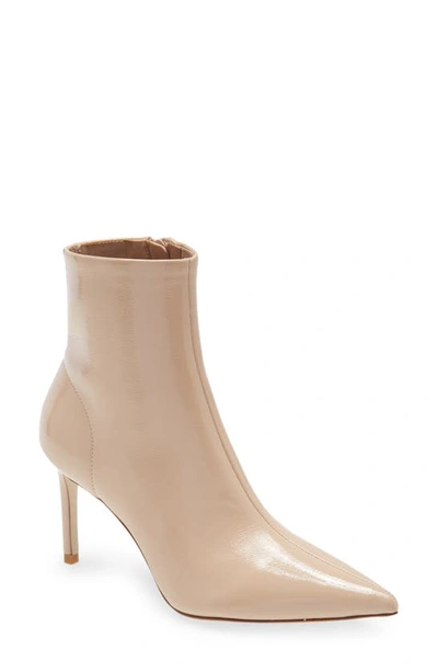 Jeffrey Campbell Nixie Pointed Toe Bootie In Nude Crinkle Patent
