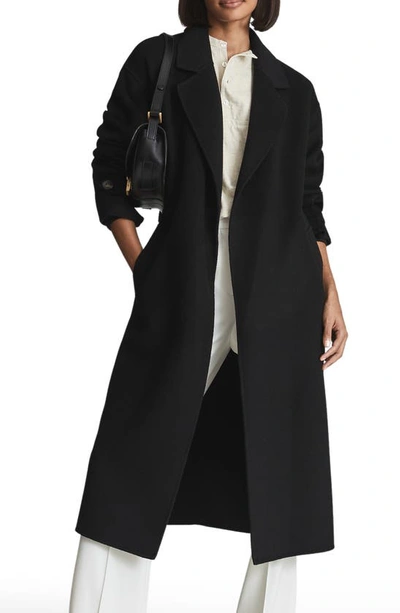 Reiss Olive Oversize Wool Blend Coat In Black