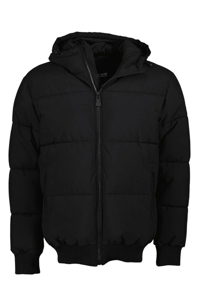 Noize Gunnar Hooded Puffer Bomber Jacket In Black