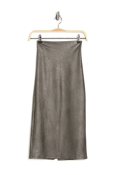 Commando Faux Leather Midi Skirt In Gunmetal