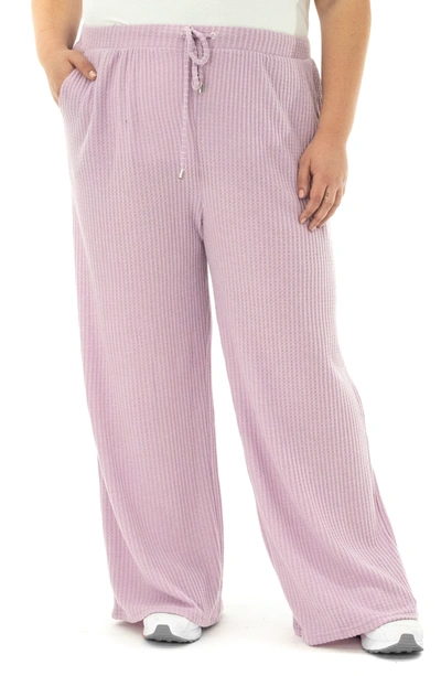 Nina Leonard Waffle Knit Pants In Soft Berry