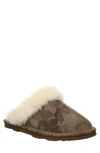 Bearpaw Loki Leopard Print Genuine Shearling Lined Suede Slipper In Earth Camo