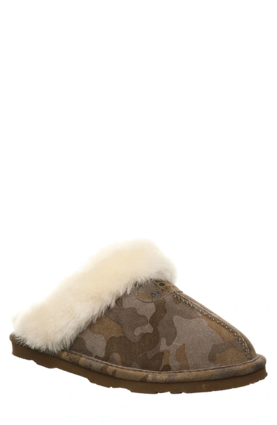 Bearpaw Loki Leopard Print Genuine Shearling Lined Suede Slipper In Earth Camo