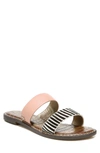 Sam Edelman Gala Two Strap Slide Sandal In Black/ Ivory/ Pink