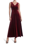 Love By Design Long Sleeve Velvet Maxi Dress In Dark Berry