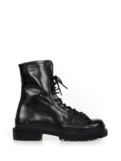 Hundred 100 Leather Biker Boots In Nero