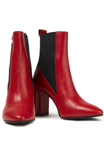 Msgm Printed Leather Ankle Boots In Red