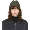 LEMAIRE GREEN WOOL RIBBED BEANIE