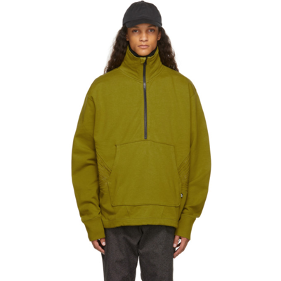 Affix Audial Printed Cotton-jersey Half-zip Sweatshirt In Green
