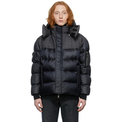 Giorgio Armani Navy White Neve Down Paneled Coat In Fbwf
