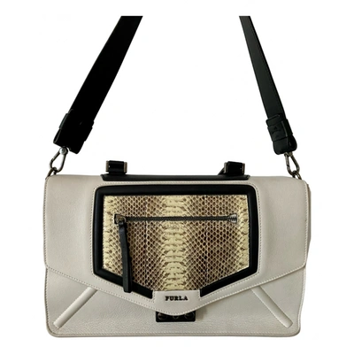 Pre-owned Furla Patent Leather Handbag In White