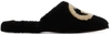 Gucci Interlocking-g Merino-fleece Backless Loafers In Black Merino