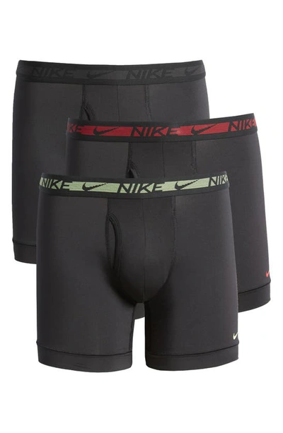Nike Dri-fit Flex 3-pack Performance Boxer Briefs In Black/ Very Berry/ Smoke Grey