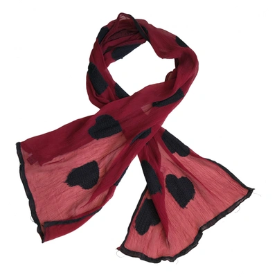 Pre-owned Moschino Silk Neckerchief In Burgundy